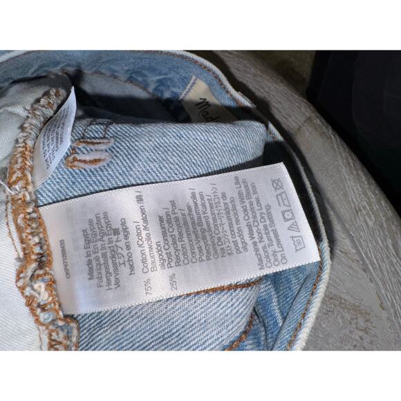 Madewell The Momjean Shorts Size 27 High Rise Denim Distressed Cutoff Vintage - Picture 8 of 10